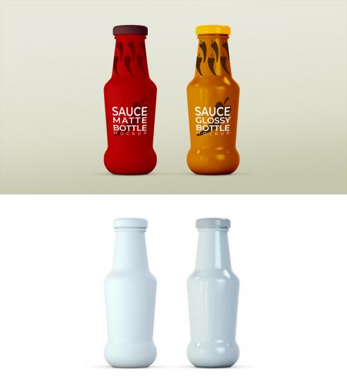 Glossy or Matte Glass Sauce Bottle Mockup - 416133067