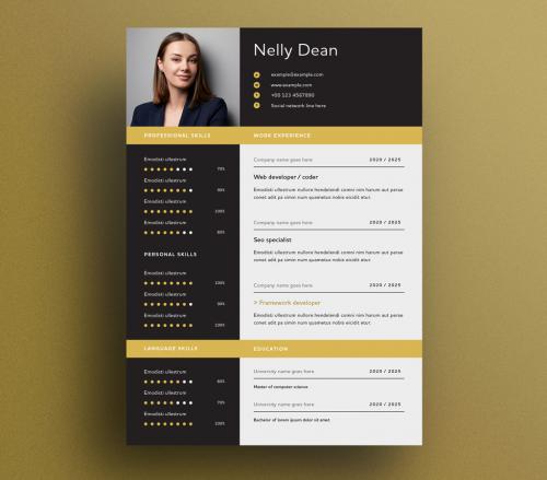 Resume Layout with Dotted Progress Chart - 416401830