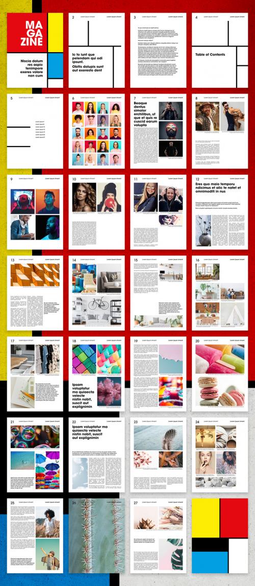 Retro Bauhaus School Digital Magazine Layout - 416606320