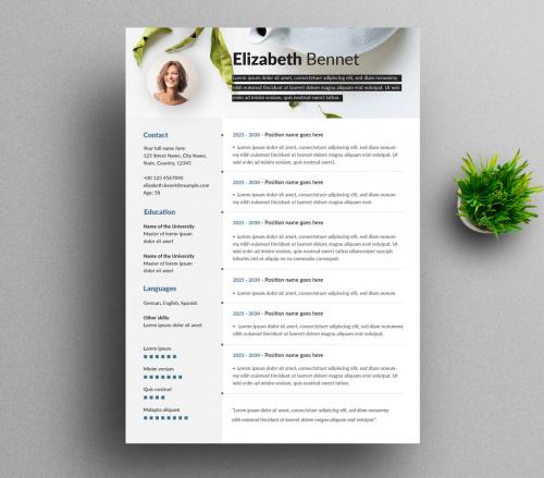 Simple Resume Layout with Header Placeholder Image - 416612895