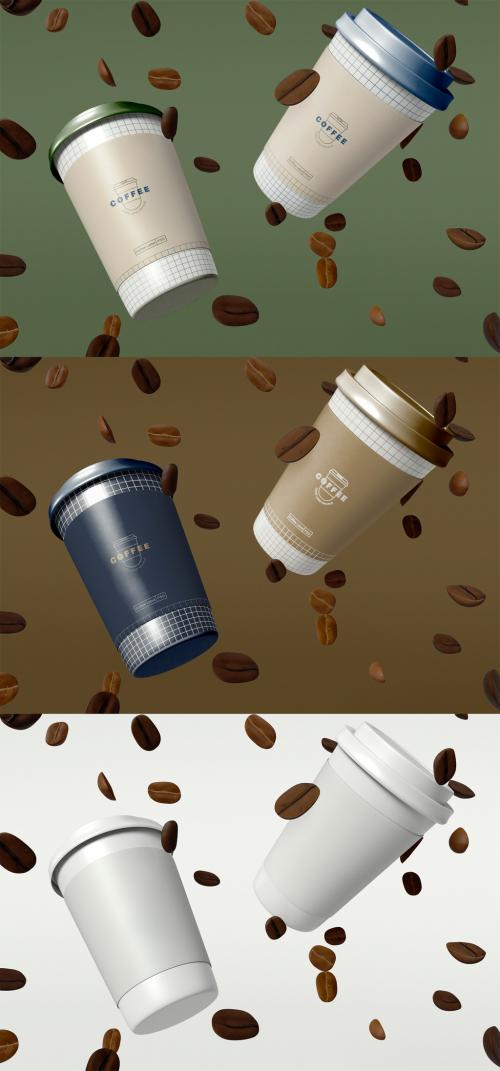 2 Cups of Coffee with Sleeve Mockup - 416836472