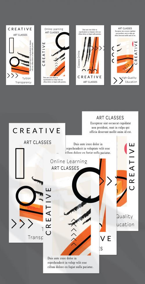 Flyer Layout with Black Shapes and Bright Abstract Rectangle on White - 417454970