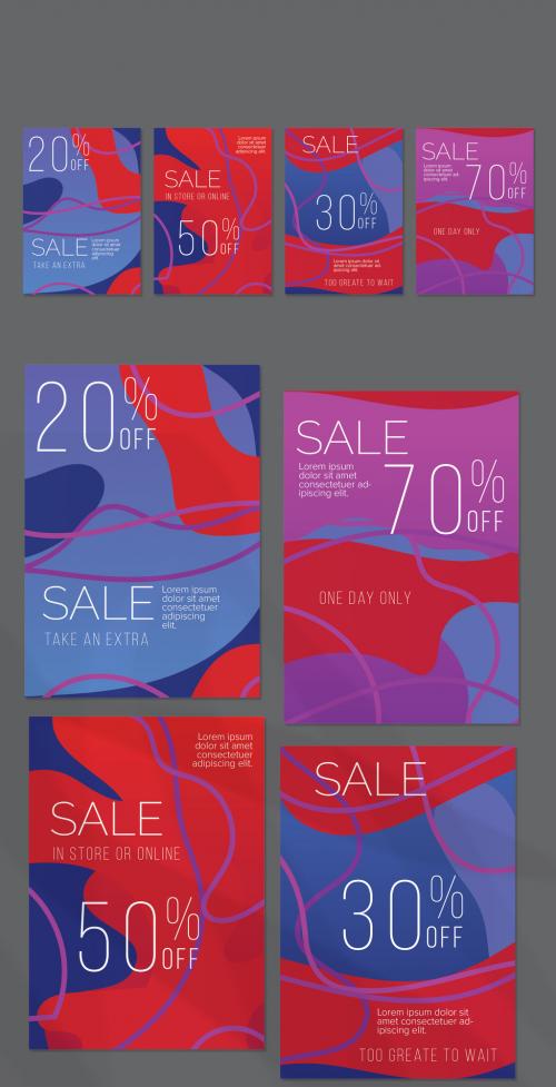 Flyer Layout with Bright Gradient Spots and Stripes - 417454978