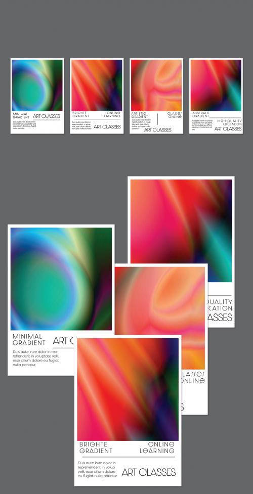 Flyer Layout with Bright Holographic Gradient Picture - 417459220