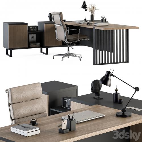 Manager Desk Wood and Black - Office Furniture 264