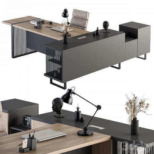 Manager Desk Wood and Black - Office Furniture 264