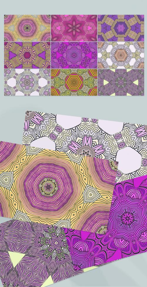 Seamless Pattern Collection with Mandala Ethic Motif - 417463804