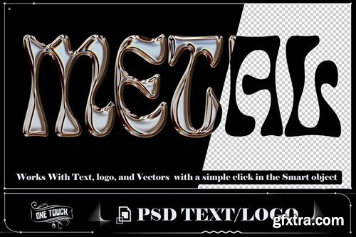 Metallic Marvel Bold Metal Text PSD Modern Design AHW7M7P