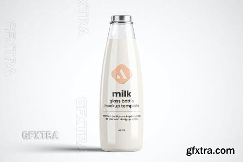 Glass Milk Bottle Mockup KF2J8J5