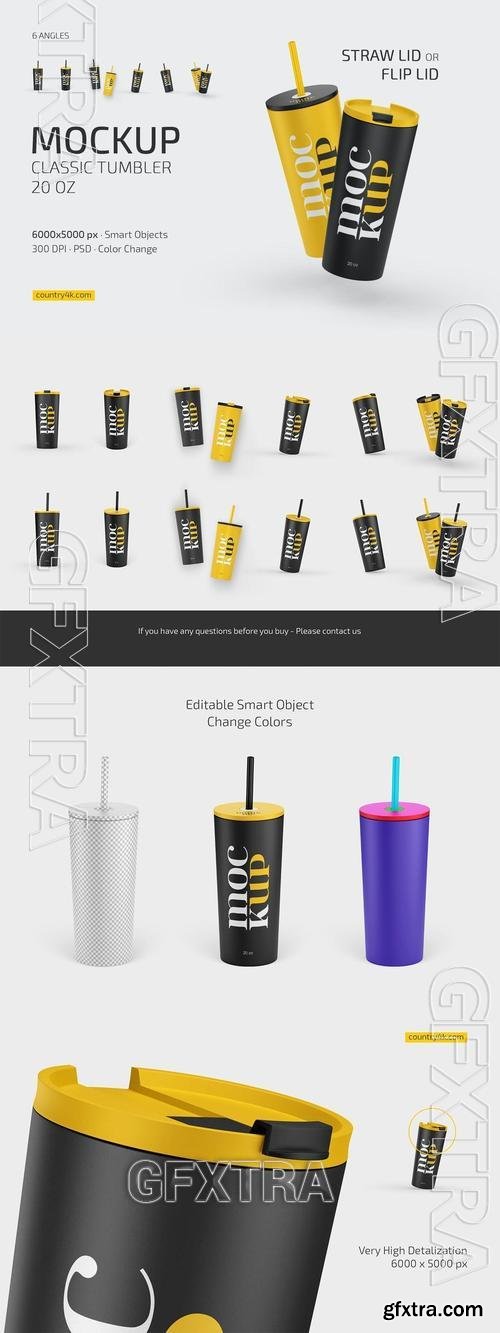 Straw/Flip Lid Tumbler 20 oz Mockup M8CT5PA