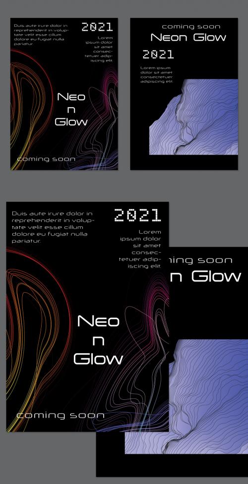 Flyer Layout with Bright Gradient Terranion Shape and Glow Net - 417901365