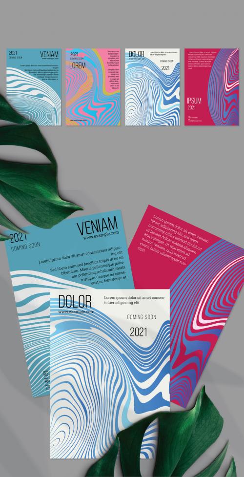 Flyer Layout with Marble Flat Abstract Elements - 417901513