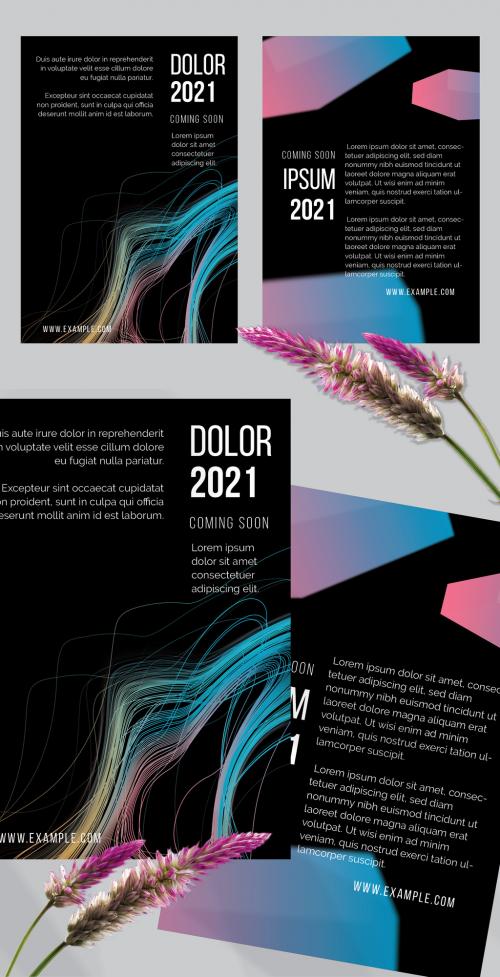 Flyer Layout with Motion Blur and Abstract Glowing Shapes - 417901539