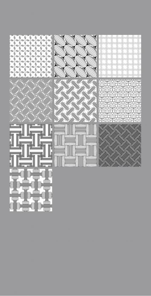 Seamless Pattern Collection with Simple Black and White Geometric Shapes - 417901961