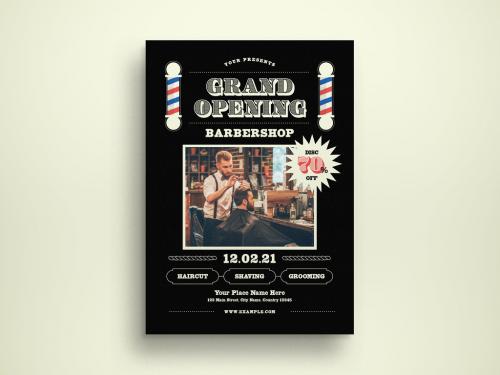 Grand Opening Barbershop Flyer Layout - 417916641