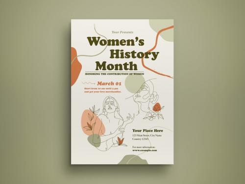 Women's History Month Flyer Layout - 417917144