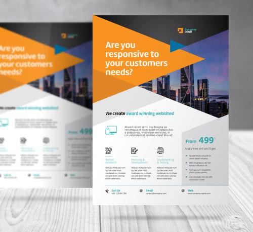 Business Creative Agency Flyer with Orange and Blue Accents - 417922184