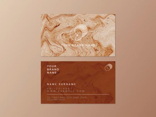 Brown Brush Stroke Business Card Template Design - 417929878