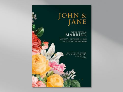 Floral Wedding Invitation Card Template Design - 417929944