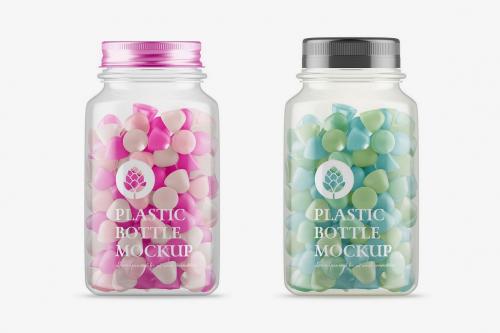 Plastic Jar with Gummies Mockup