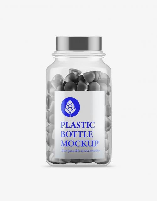 Plastic Jar with Gummies Mockup