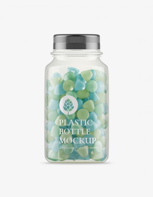 Plastic Jar with Gummies Mockup