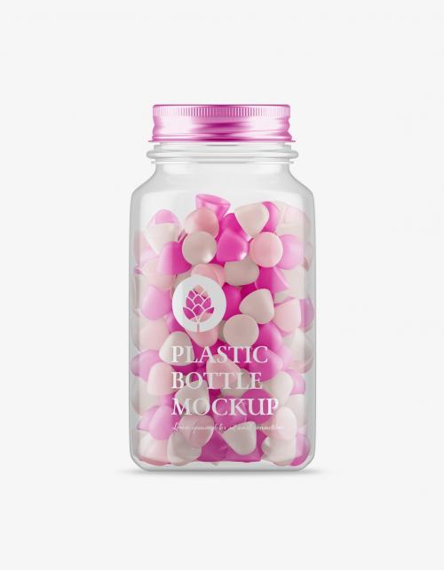 Plastic Jar with Gummies Mockup