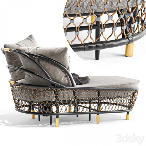 Rattan sun lounger By visionnaire