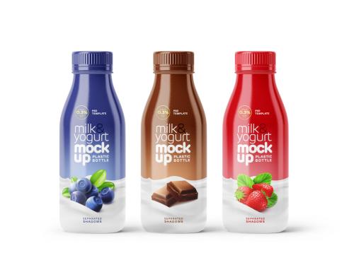 Full Wrap Small Plastic Yogurt or Milk Bottle Mockup - 418152293