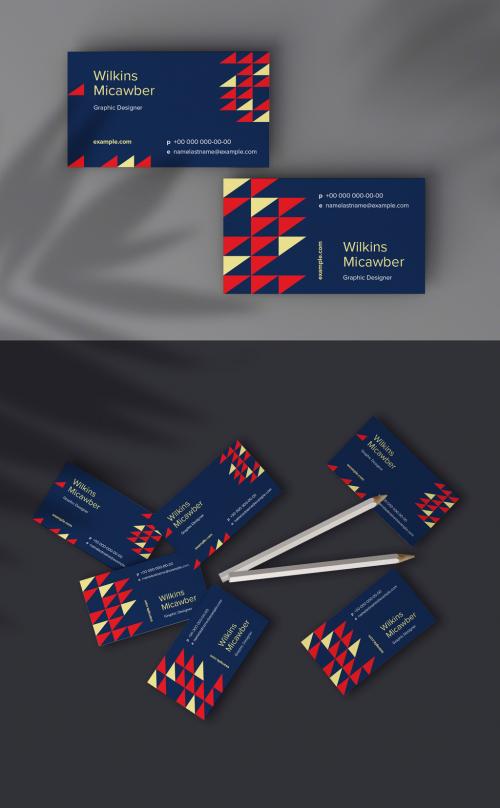 Triangle Patterned Business Card Layout - 418160876