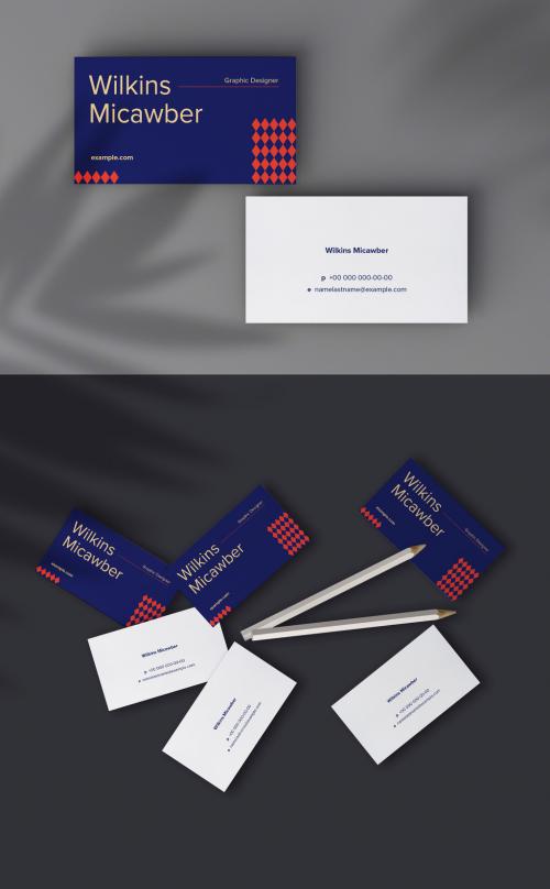 Rhombus Patterned Business Card Layout - 418160879