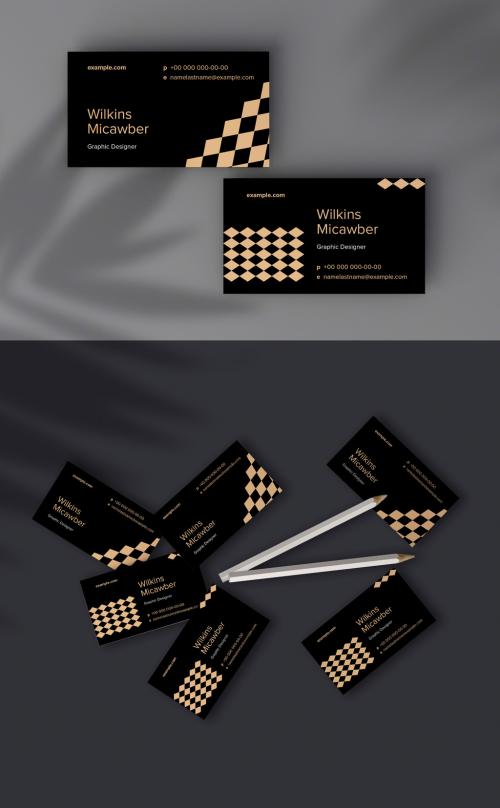 Rhombus Patterned Business Card Layout - 418160895