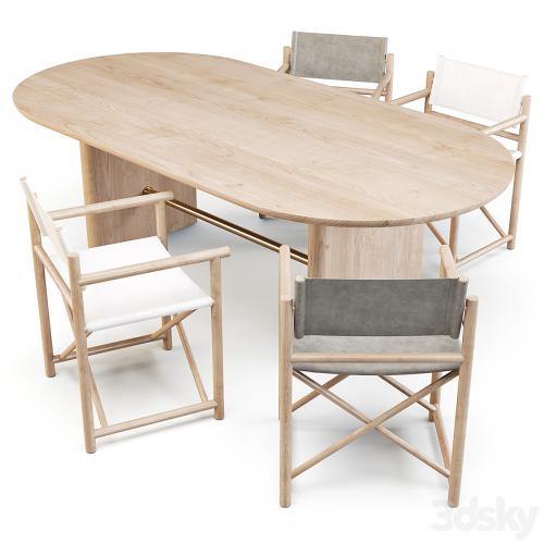 Dining Set: Crate and Barrel (Table Oli Oval and Chairs Director's)