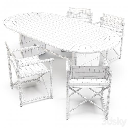 Dining Set: Crate and Barrel (Table Oli Oval and Chairs Director's)