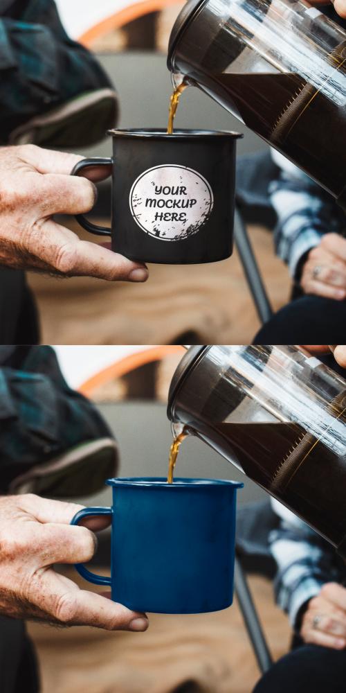 Coffee Mug Mockup by the Campsite - 418419084