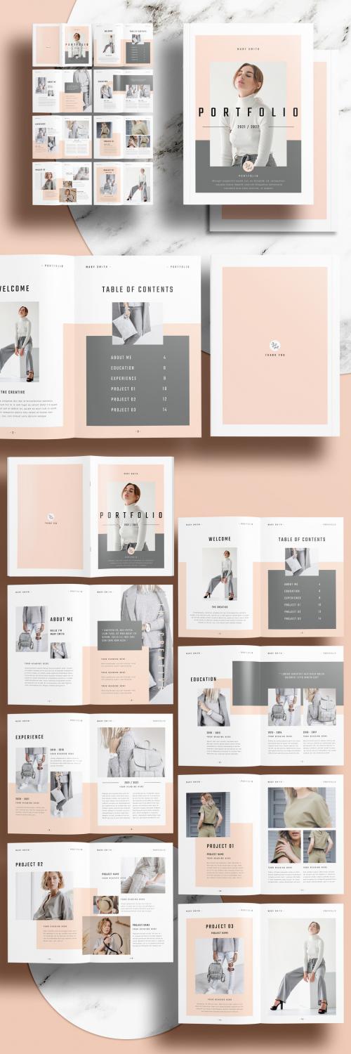 Portfolio Layout with Peach Accents - 419221162