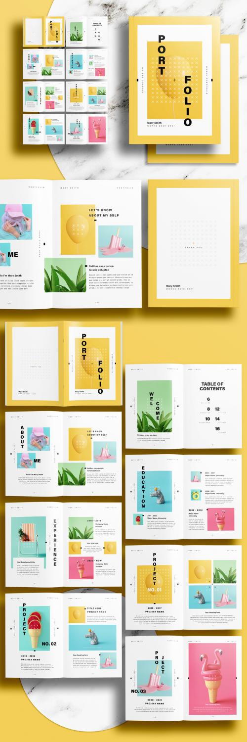 Portfolio Layout with Yellow Accents - 419221165