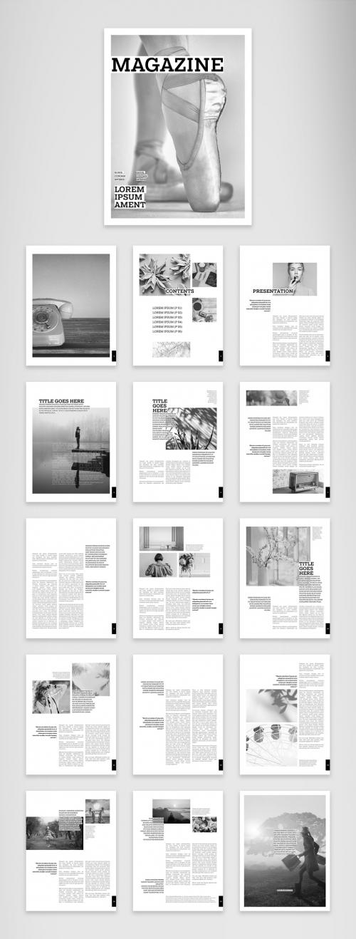 Black and White Elegant Digital Magazine Layout - 419244368