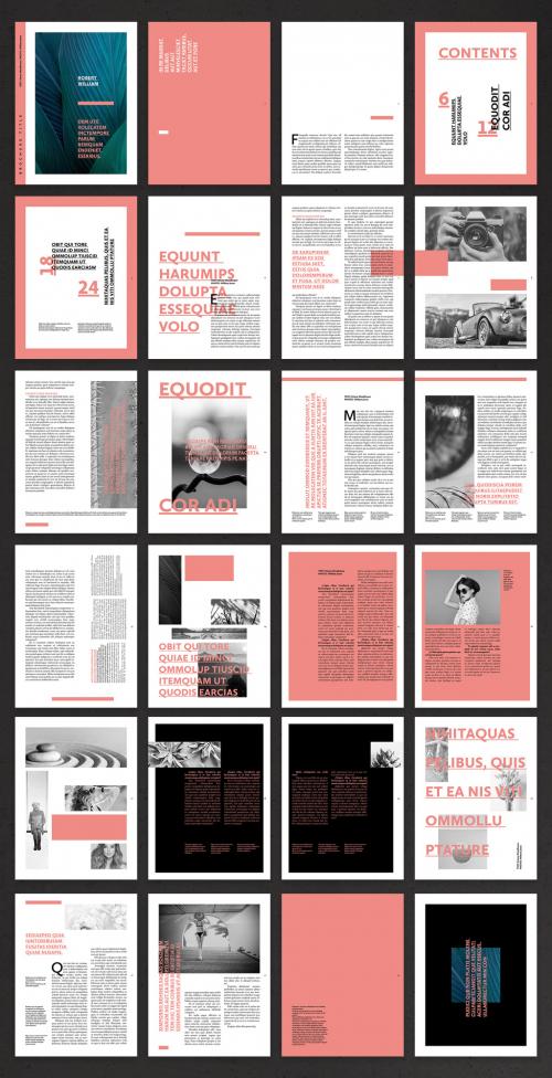 Editorial Brochure Layout with Coral Accents - 419244468