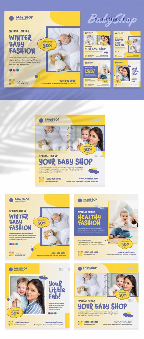 Baby Shop Social Media Post with Blue Yellow Accent - 419468080