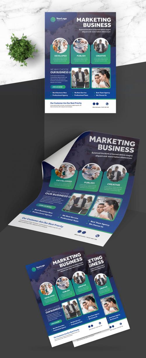 Business Flyer with Blue Accent - 419468199