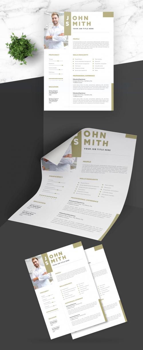 Clean Resume with Gold Accent - 419468220