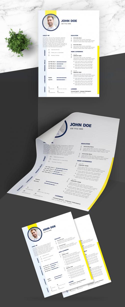 Clean Resume with Yellow Accent - 419468316