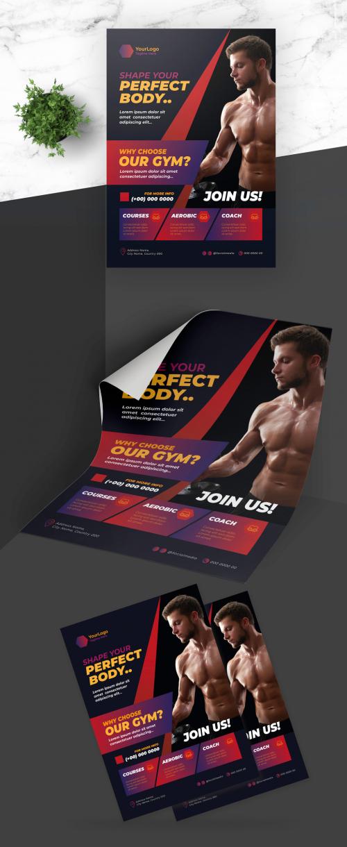 Fitness Flyer with Red Accent - 419468456