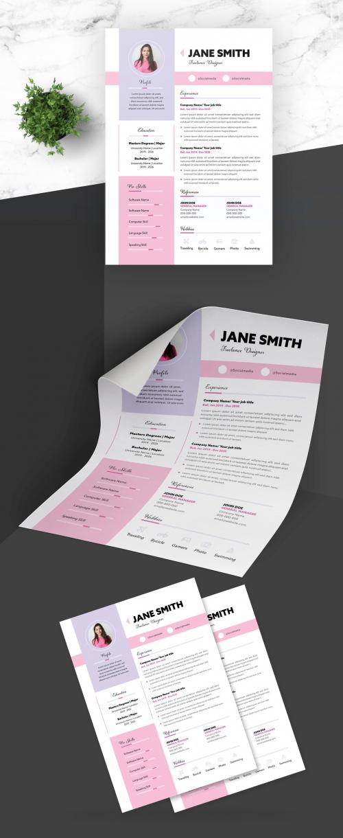 Female Resume with Pink Accent - 419468872