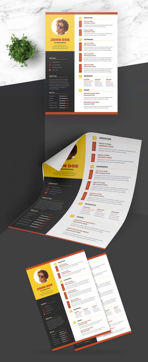 Clean Resume with Orange Accent - 419469311