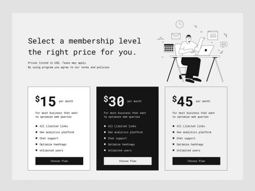 Modern Retro Pricing Table Element - 419471365