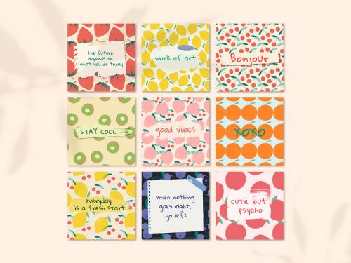 Fruit Pattern Quote Social Media Layouts - 419482533