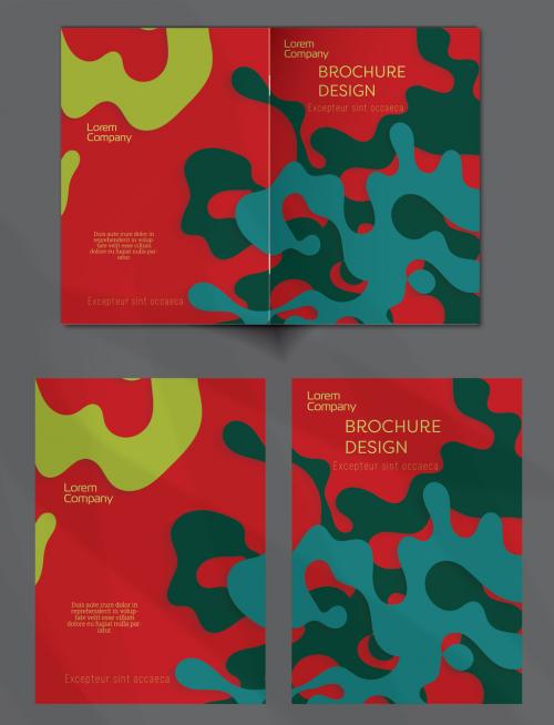 Brochure Cover Layout with Paper Craft Wavy Overlapping Shapes - 419490082