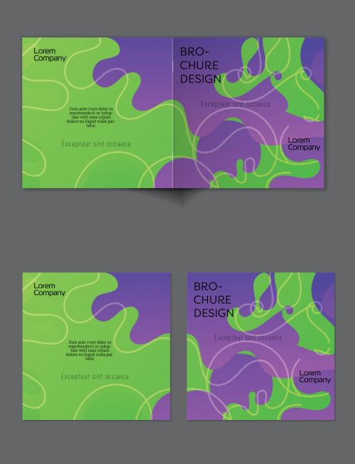 Brochure Cover Layout with Gradient Abstract Wavy Shapes and Lines - 419490094